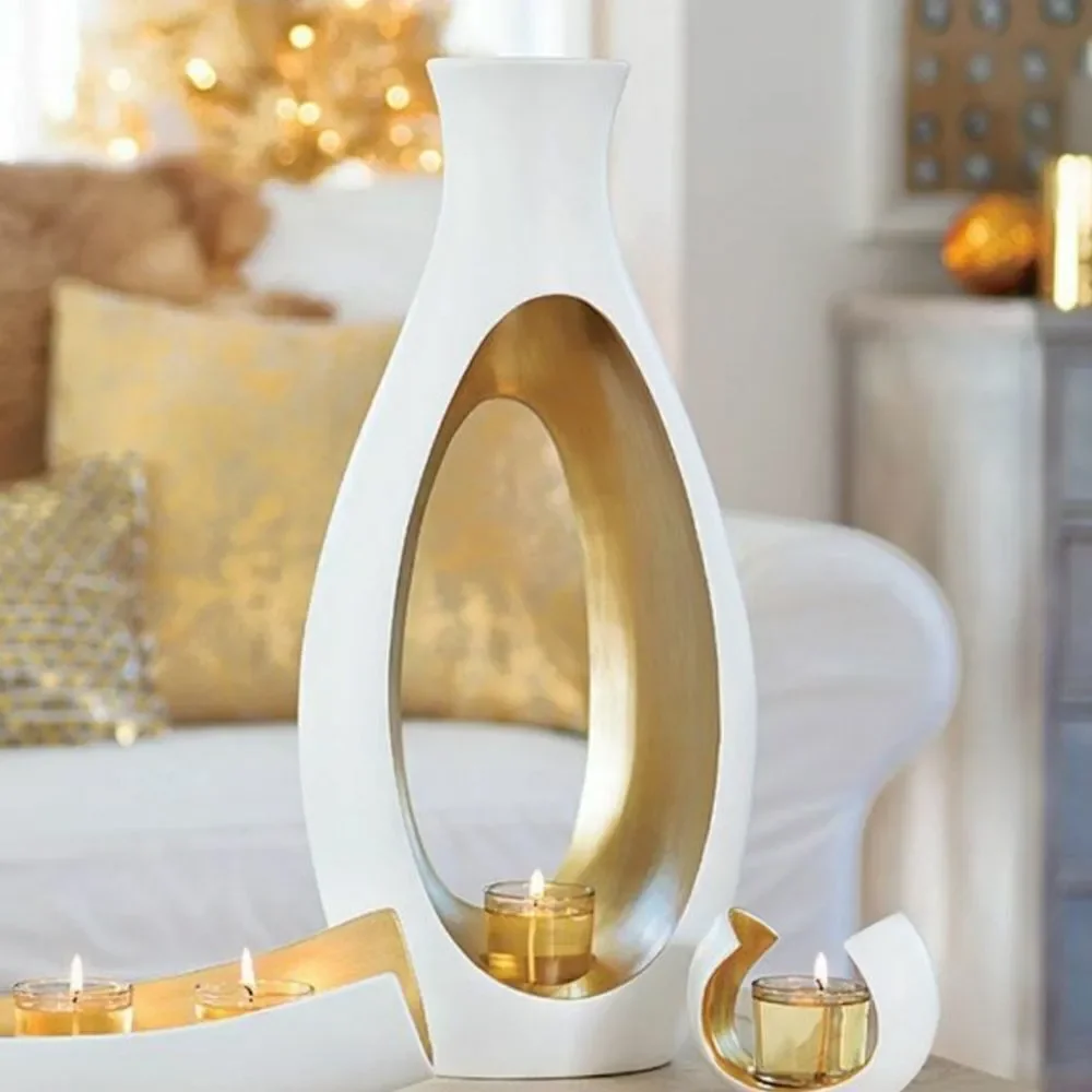 🩵NIB PartyLite White & Gold Embrace Centerpiece Candle Holder - Picture 2 of 12